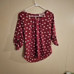 Univeristy of Alabama Inspired Elephant Print Red and White Blouse